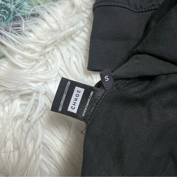 CHNGE organic cotton embroidered- Black Long Sleeve Top with White Text - Picture 6 of 7